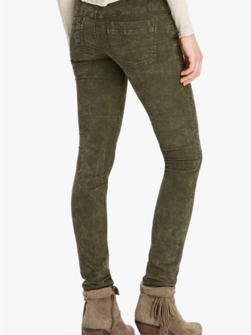 We The Free People Olive Green Corduroy Skinny Jeans Pants – W28